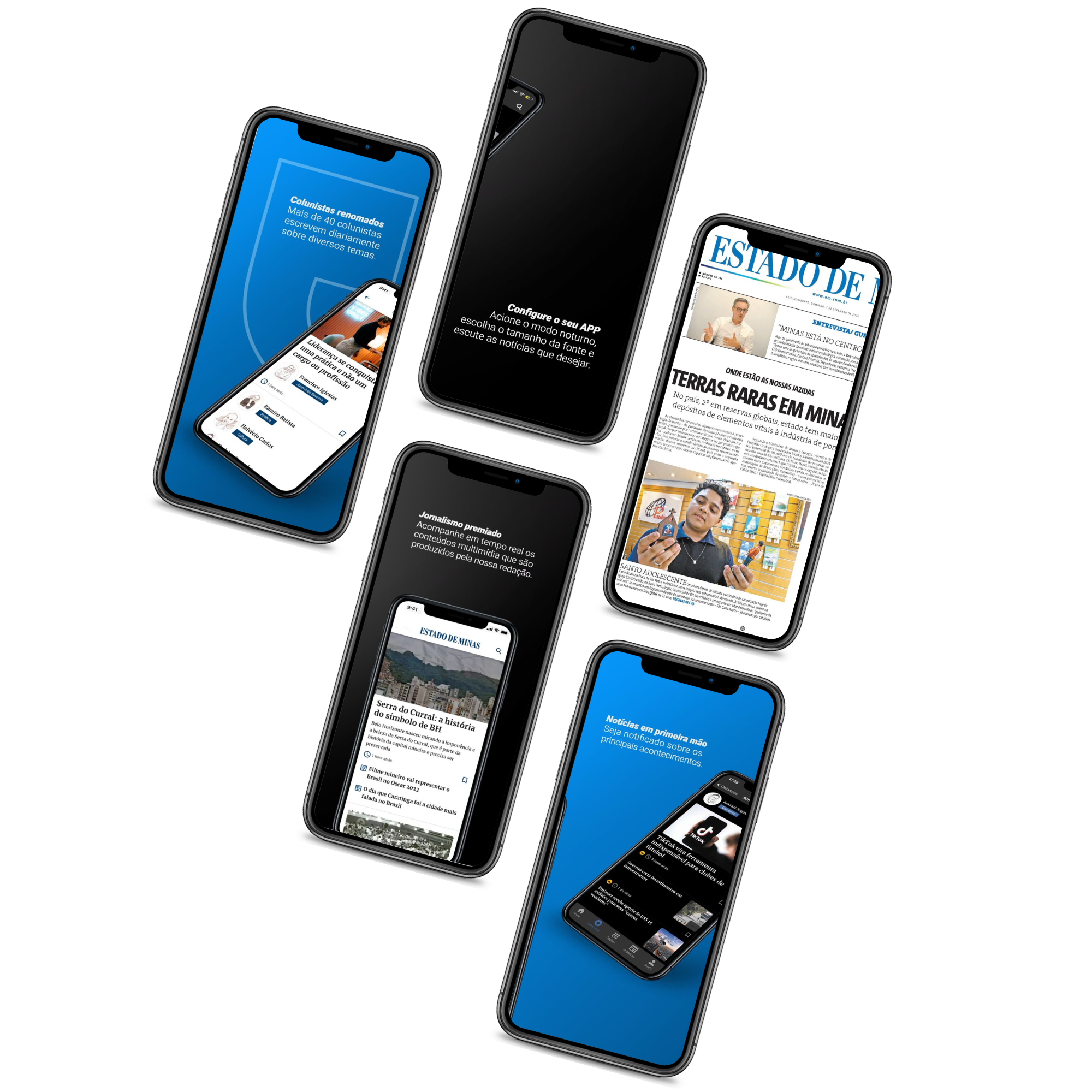 App do Estado de Minas em diferentes telas