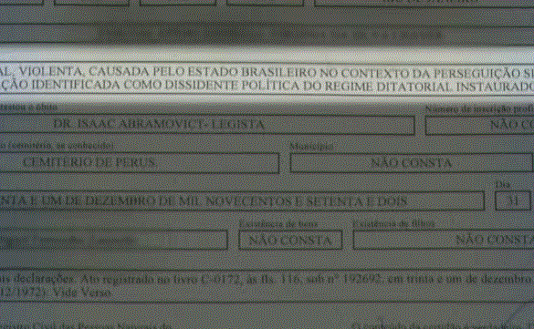 Famílias das vítimas da ditadura receberão documentos retificados