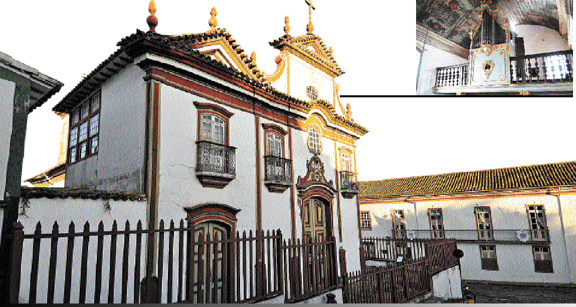 Na Igreja Nossa Senhora do Carmo, em Diamantina, será celebrada missa pela alma de Chica da Silva; o templo abriga órgão musical (detalhe) construído com doação feita por ela -  (crédito: Marcela Bertelli/DivulgaÇÃO)