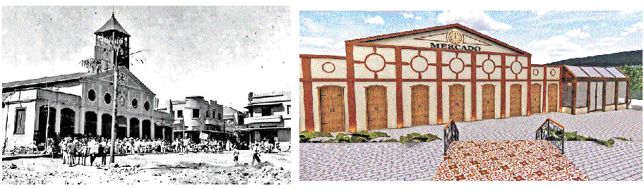 Localizado na Pra&ccedil;a Doutor Carlos, o antigo Mercado Municipal montes-clarense foi inaugurado em 1899 e demolido em 1967. Agora, ter&aacute; fachada rememorada no atual espa&ccedil;o (E)