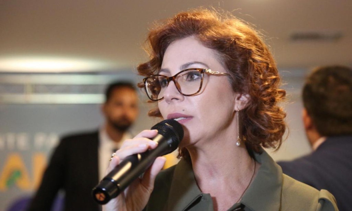 Carla Zambelli com microfone na mão  -  (crédito: Fátima Meira/Futura Press/Estadão Conteúdo
)
