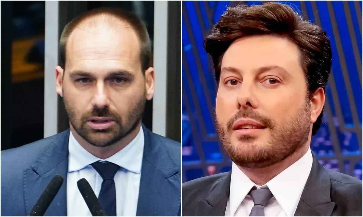 Montagem com Eduardo Bolsonaro e Danilo Gentili -  (crédito: Reprodução/Câmara dos Deputados/Reprodução/Divulgação)