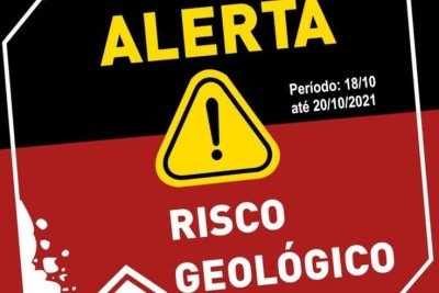 Mensagem da Defesa Civil de risco geol&oacute;gico  -  (crédito: Defesa Civil/Divulga&ccedil;&atilde;o)