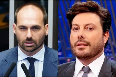 Montagem com Eduardo Bolsonaro e Danilo Gentili -  (crédito: Reprodução/Câmara dos Deputados/Reprodução/Divulgação)