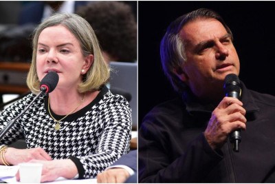 Montagem com Gleisi a esquerda e Bolsonaro a direita -  (crédito: Zeca Ribeiro/Câmara dos Deputados/Silvio Avila/AFP)