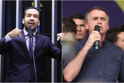 Montagem com Andre Janones e presidente Jair Bolsonaro -  (crédito: Reprodução/Câmara dos Deputados/Edesio Ferreira/EM/D.A Press)