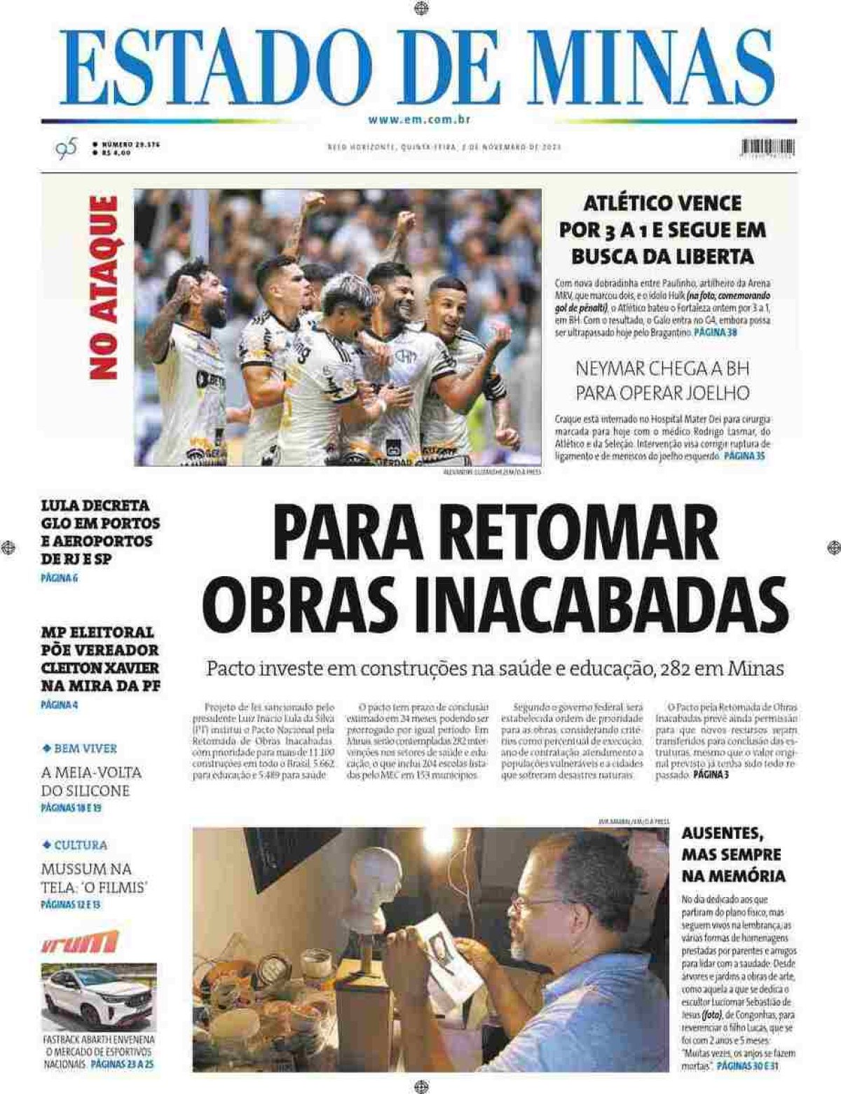 Confira A Capa Do Jornal Estado De Minas Do Dia 02112023 9938