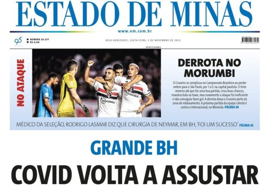 Confira a Capa do Jornal Estado de Minas do dia 03/11/2023 -  (crédito: Confira a Capa do Jornal Estado de Minas do dia 03/11/2023)