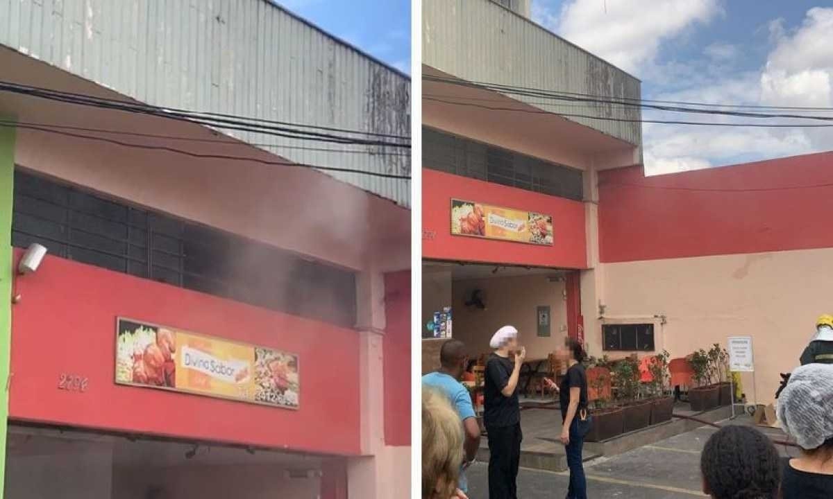 Restaurante no Padre Eustáquio pega fogo, e duas pessoas são transferidas para hospital