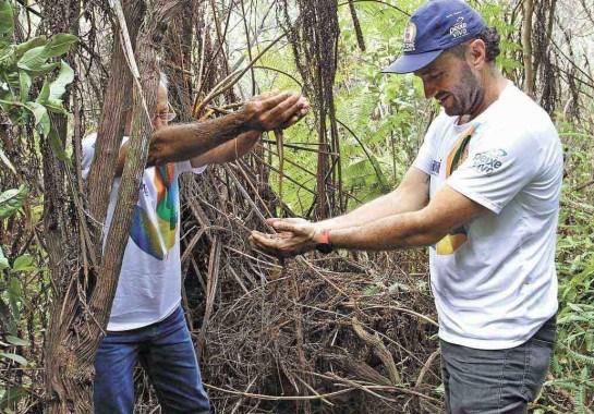 O diretor do comitê da Bacia do Rio Pará, José Hermano, na nascente do manancial: preocupação com avanço da ocupação desordenada que ameaça águas de alta pureza
 -  (crédito: Edésio Ferreira/EM/D.A Press - 8/5/2023)