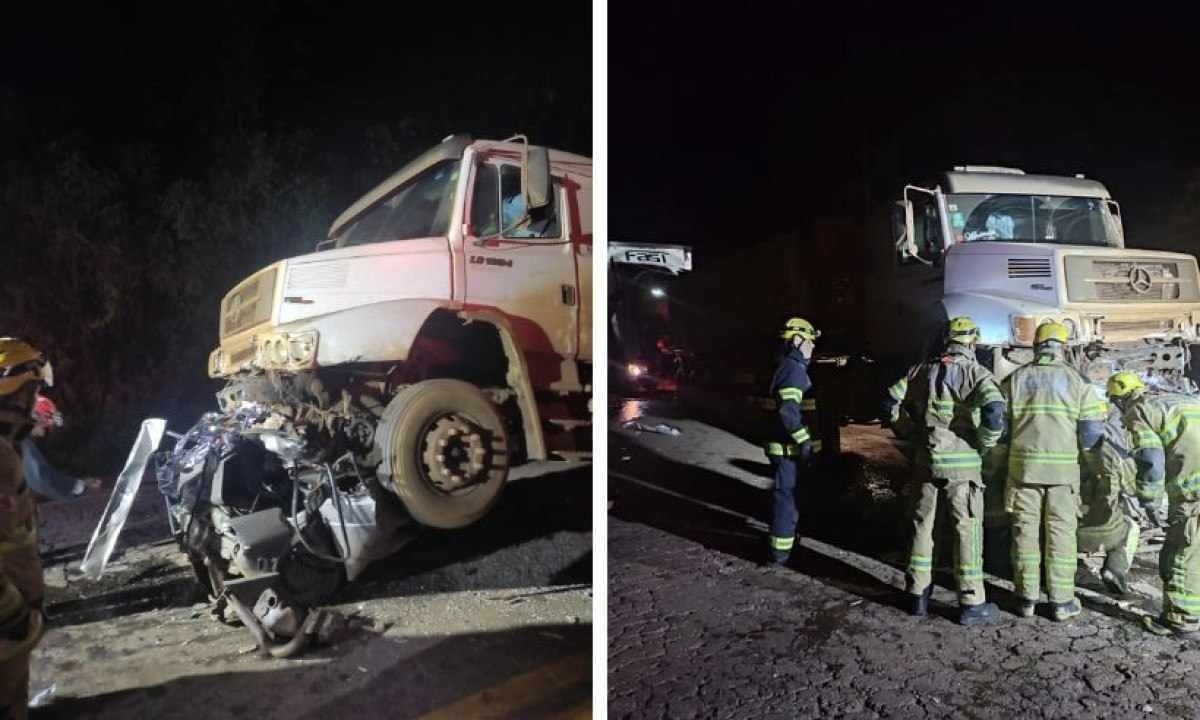 Acidente na BR-040 deixou três pessoas mortas e uma ferida, em Congonhas -  (crédito: CBMMG)
