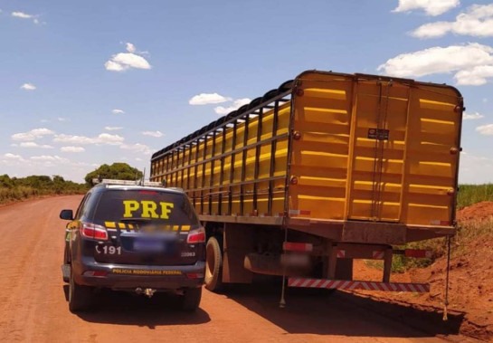 PRF interceptou veículo com carga furtada em estrada de terra em Paracatu -  (crédito: PRF/Divulgação)