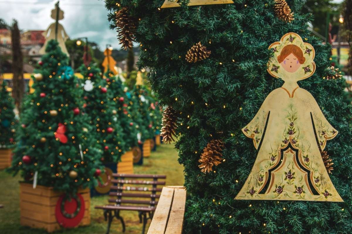 Local instagramável: passarela na entrada de Monte Verde ganhou decoração especial de Natal para receber os visitantes