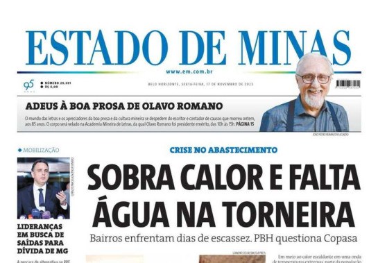 Confira a capa do Jornal Estado de Minas do dia 17/11/2023 -  (crédito: Estado de Minas)