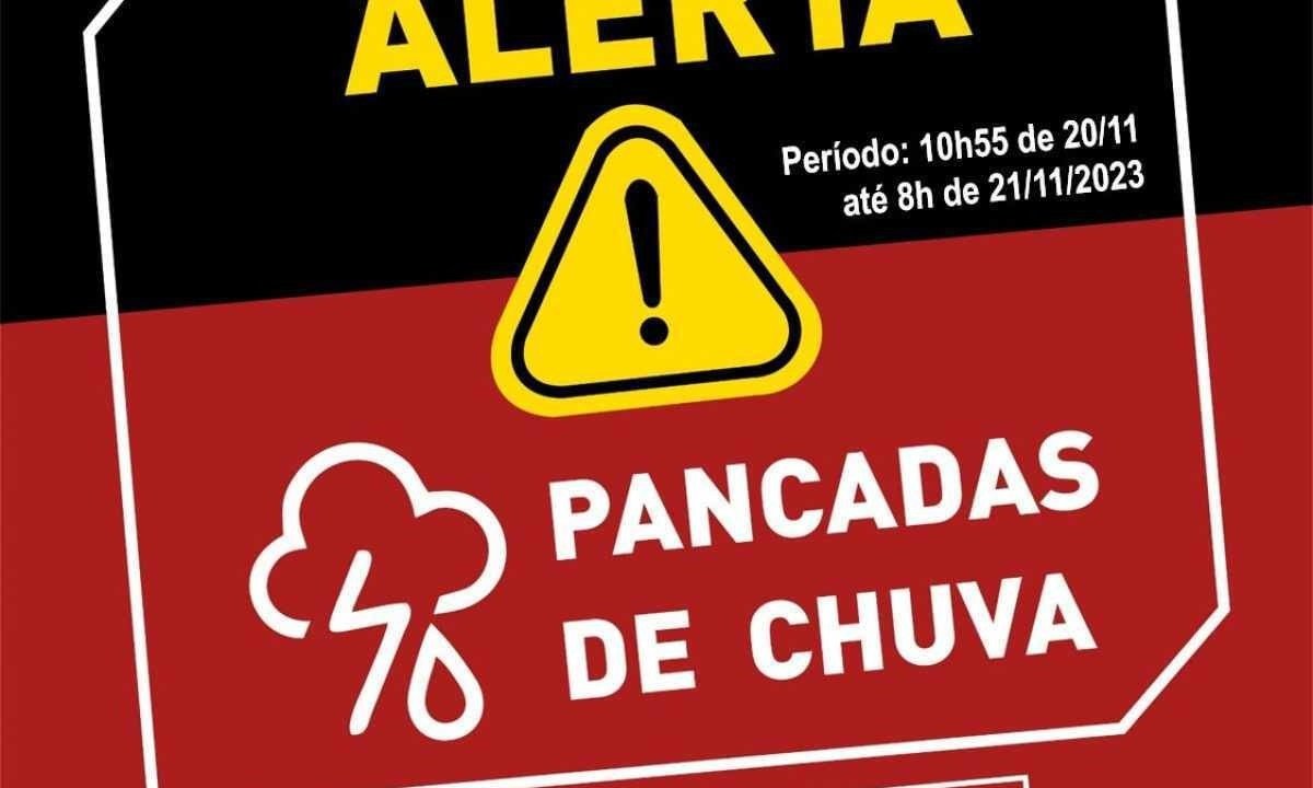 Alerta de pancada de chuva para BH -  (crédito: Defesa Civil/Reprodução)
