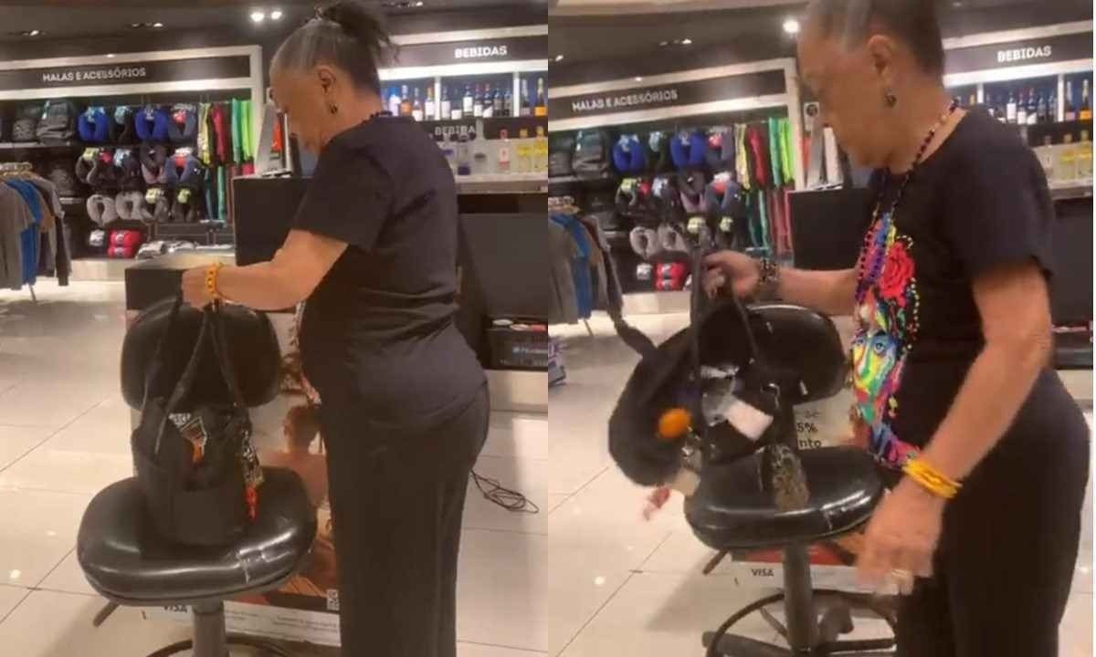 Vilma Nascimento, Porta-bandeira da Portela, uma das escolas de samba mais importantes do Rio de Janeiro, passa por revista em aeroporto -  (crédito: Reprodução/Redes sociais)