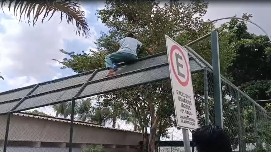 Paciente tentando fugir do Hospital São Vicente de Paulo -  (crédito: Reprodução)