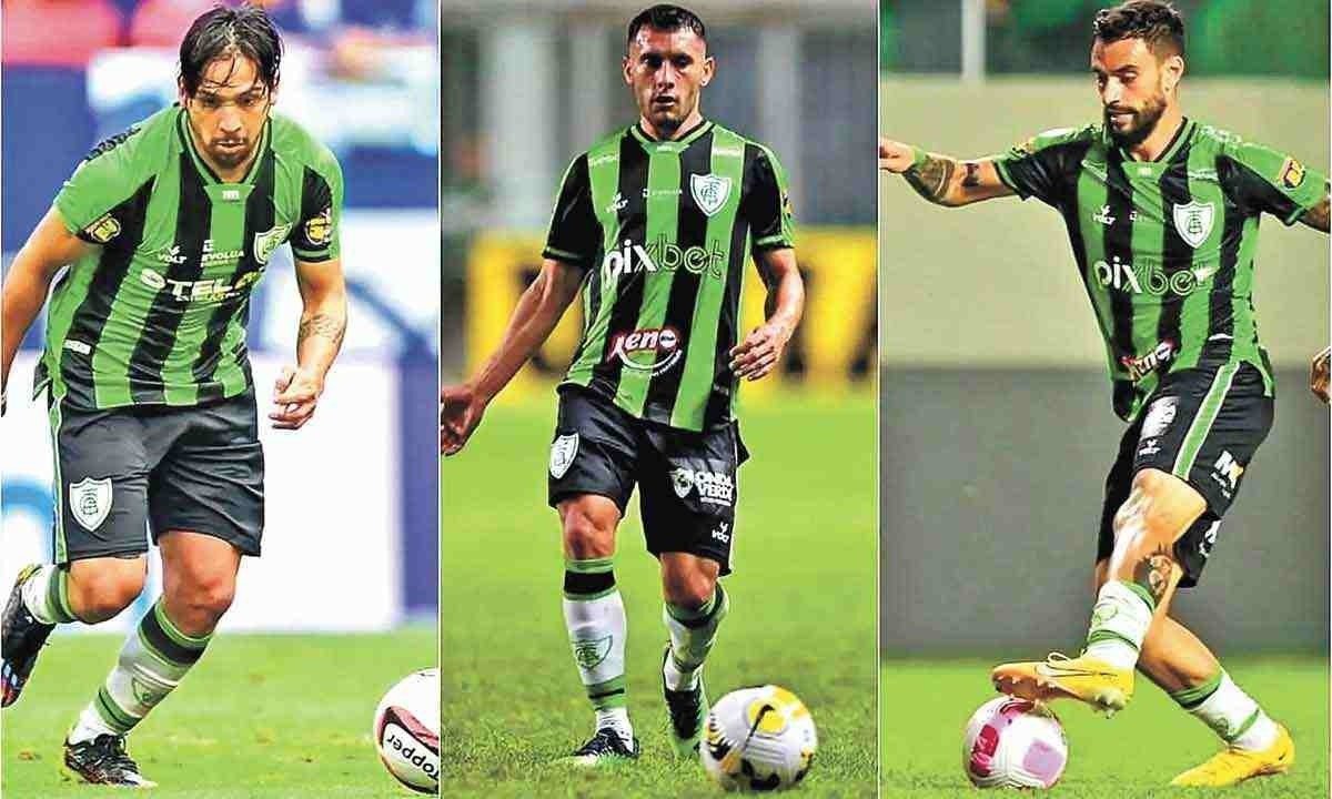 Benítez, Martínez e Mastriani tiveram temporada positiva no Coelho e podem permanecer no Coelho em 2024 -  (crédito: MOURÃO PANDA / Divulgação América)