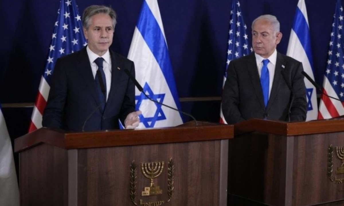 secretário de Estado dos EUA, Antony Blinken, e o primeiro-ministro israelense, Benjamin Netanyahu  -  (crédito: Jacquelyn Martin / POOL / AFP)