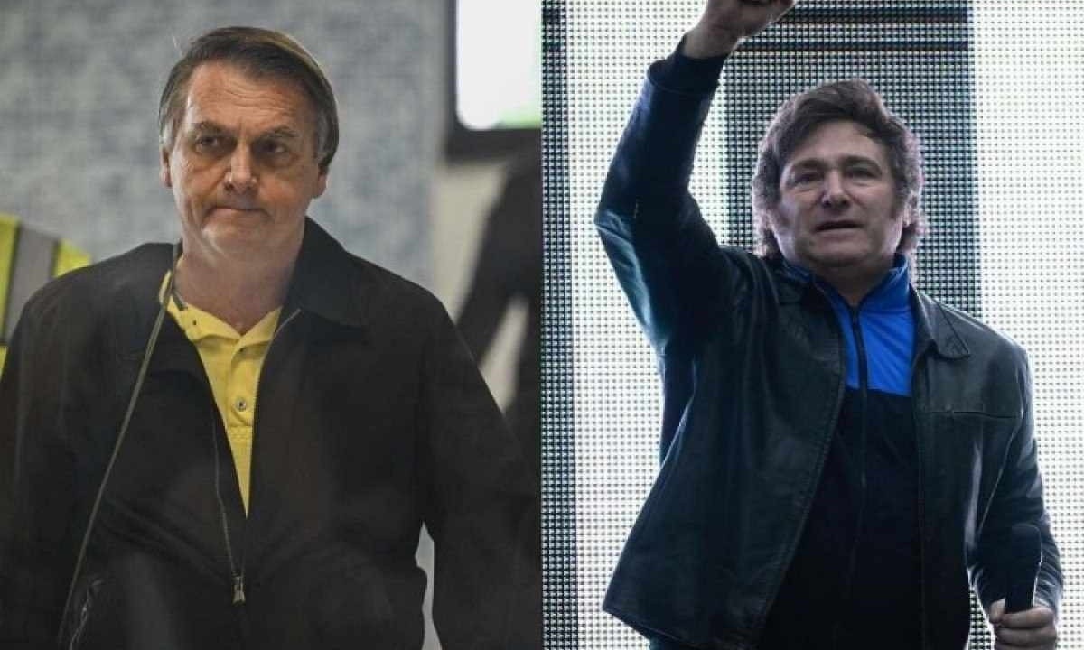 Bolsonaro estará com 'caravana da direita' para a posse de Milei -  (crédito: MAURO PIMENTEL/AFP - Luis ROBAYO/AFP)