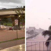 Chuva causa alagamentos, arrasta carros e destrói asfalto em Uberlândia - Redes Sociais/Reprodução