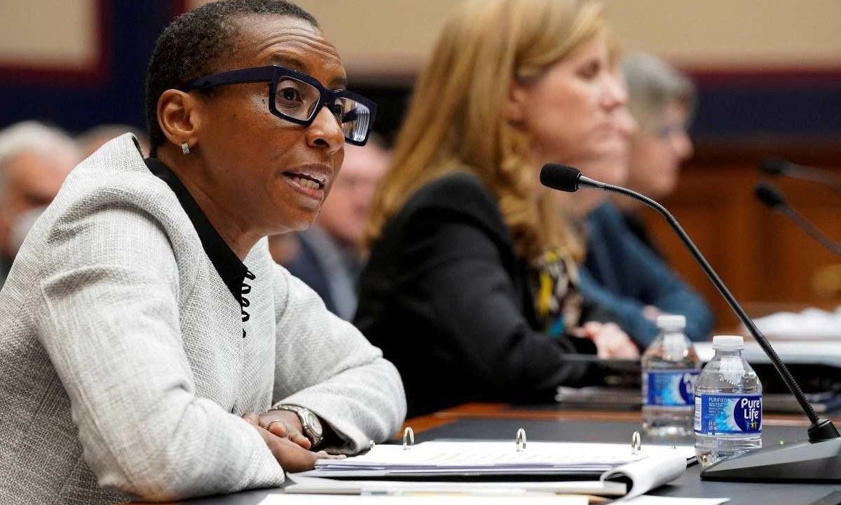 A reitora de Harvard, Claudine Gay, durante depoimento a comissão do Congresso dos EUA, em Washington -  (crédito: Ken Cedeno/Reuters)