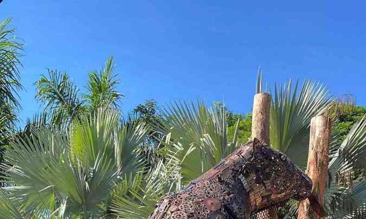 Preguiça gigante que fica na Gruta do Baú, em Pedro Leopoldo -  (crédito: Reprodução/Fazenda Gruta do Baú)