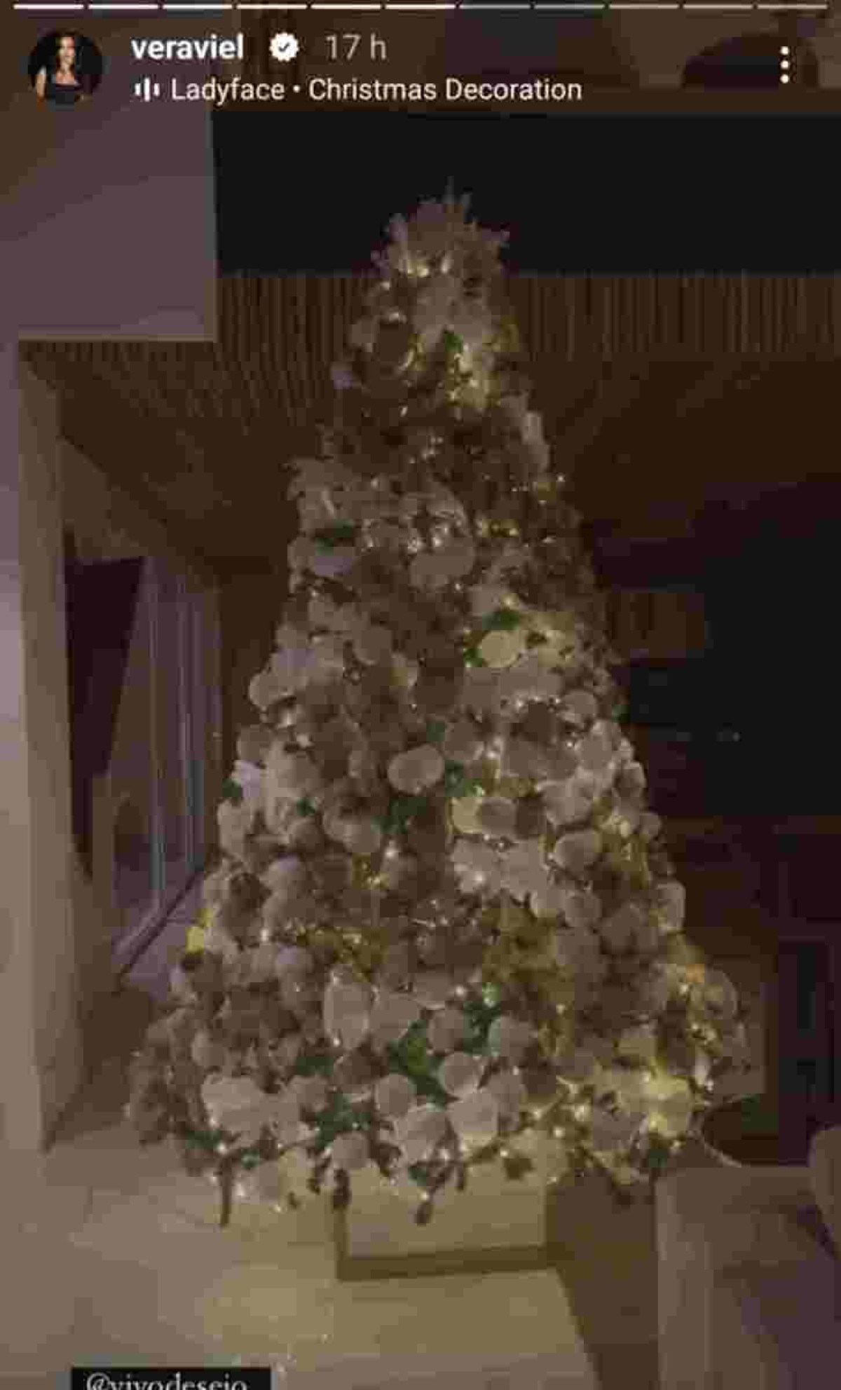 Árvore de Natal da família de Rodrigo Fato tem enfeites brancos e muitas luzes