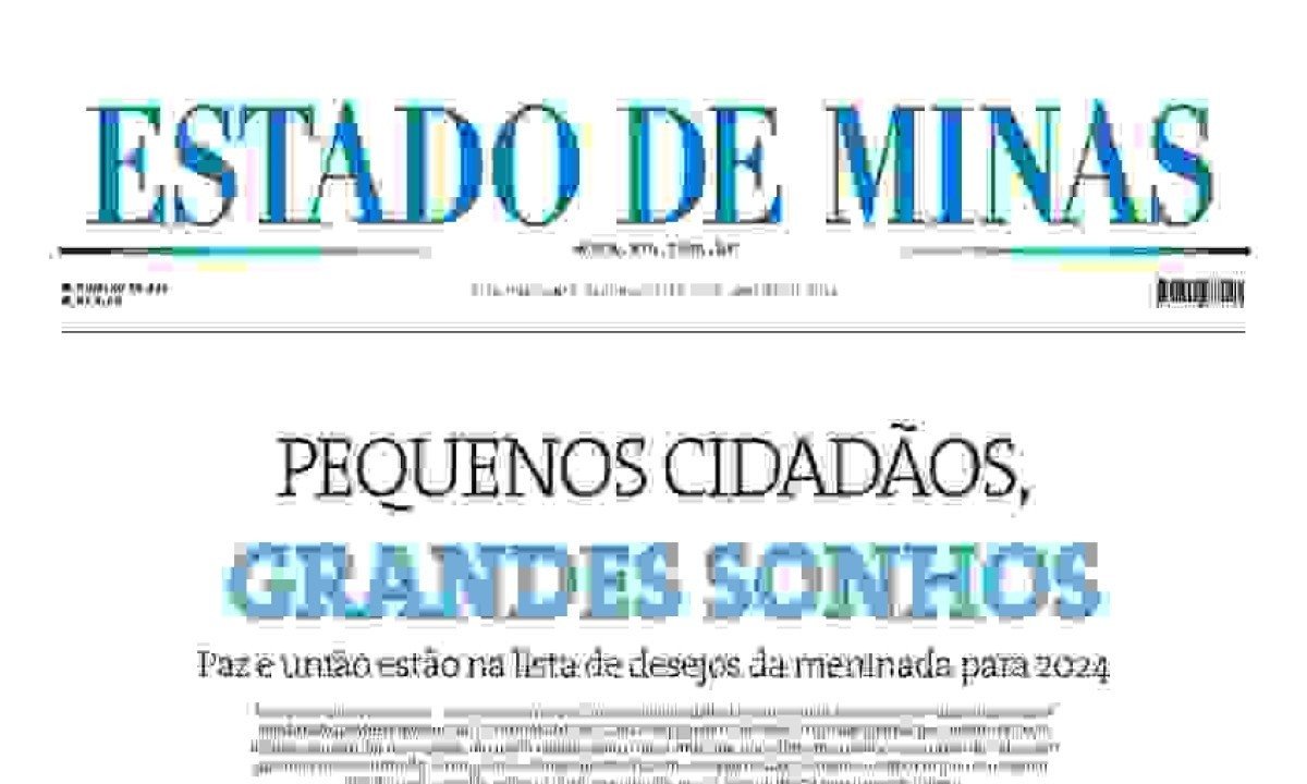 Confira a capa do Estado de Minas do dia 1º/1/2024 - (crédito: Estado de Minas)