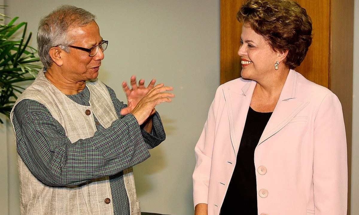 Presidenta Dilma Rousseff recebeu em Brasília o professor Muhammad Yunus, Nobel da Paz em 2006 -  (crédito:  Roberto Stuckert Filho)