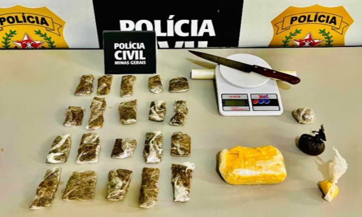 Além das prisões, os policiais apreenderam drogas em operação na cidade de Ubá, na Zona da Mata -  (crédito: Divulgação / PCMG)