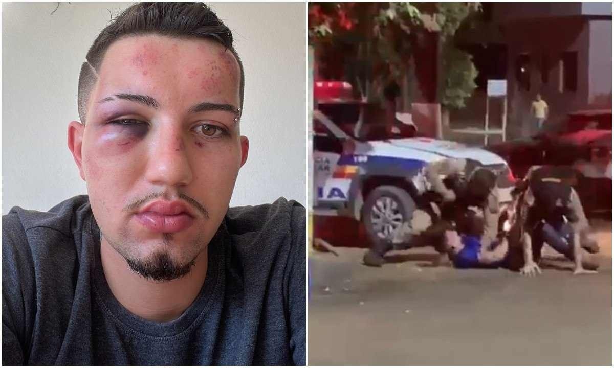 Marcos Mendonça Gonçalves, de 24 anos, foi espancado por um policial militar durante abordagem em Paineiras na noite de 12 de agosto de 2022
 -  (crédito: Rede)