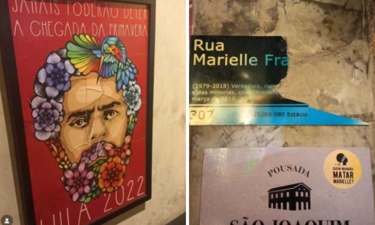 Bar compartilhou  como ficou a decoração após o vandalismo -  (crédito: redes sociais)