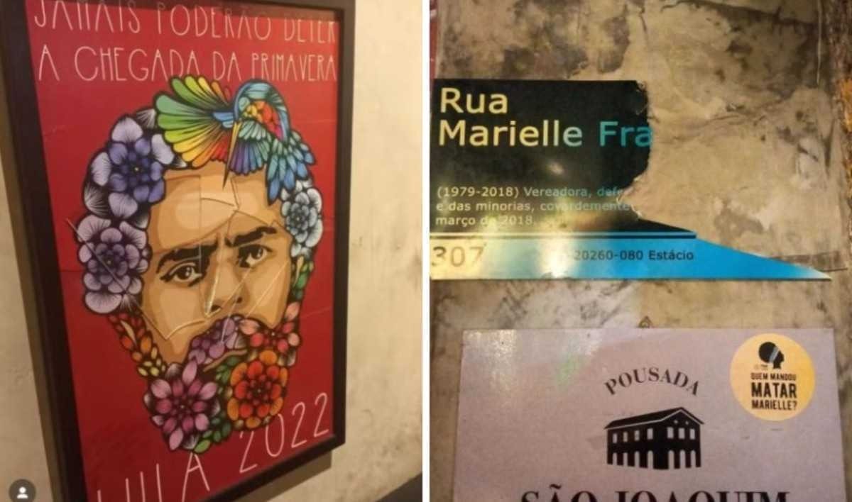  Homem destrói placa de Marielle Franco em bar no Rio
