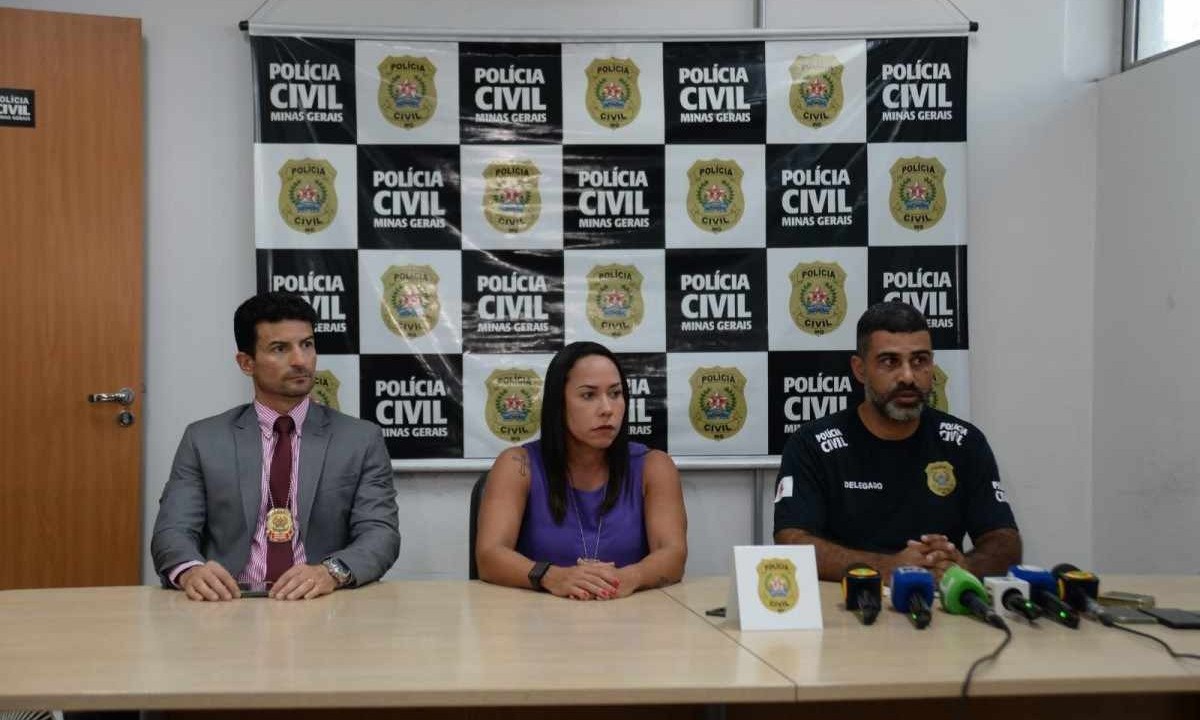 A chefe do Departamento Estadual de Investigação de Homicídios e Proteção à Pessoa (DHPP), Alessandra Wilke (ao centro), disse que a família relatou que a menina foi estuprada -  (crédito: Túlio Santos / EM / D.A Press)