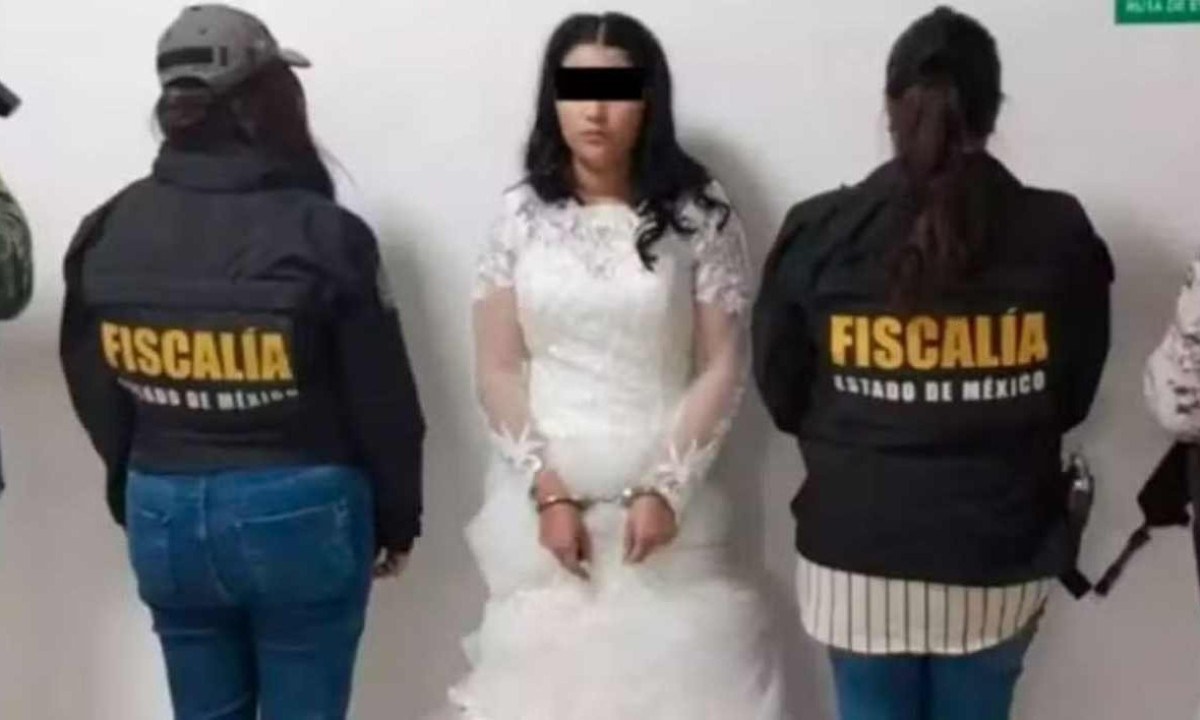 Fotos da noiva sendo presa viralizaram na internet -  (crédito: reprodução/X)
