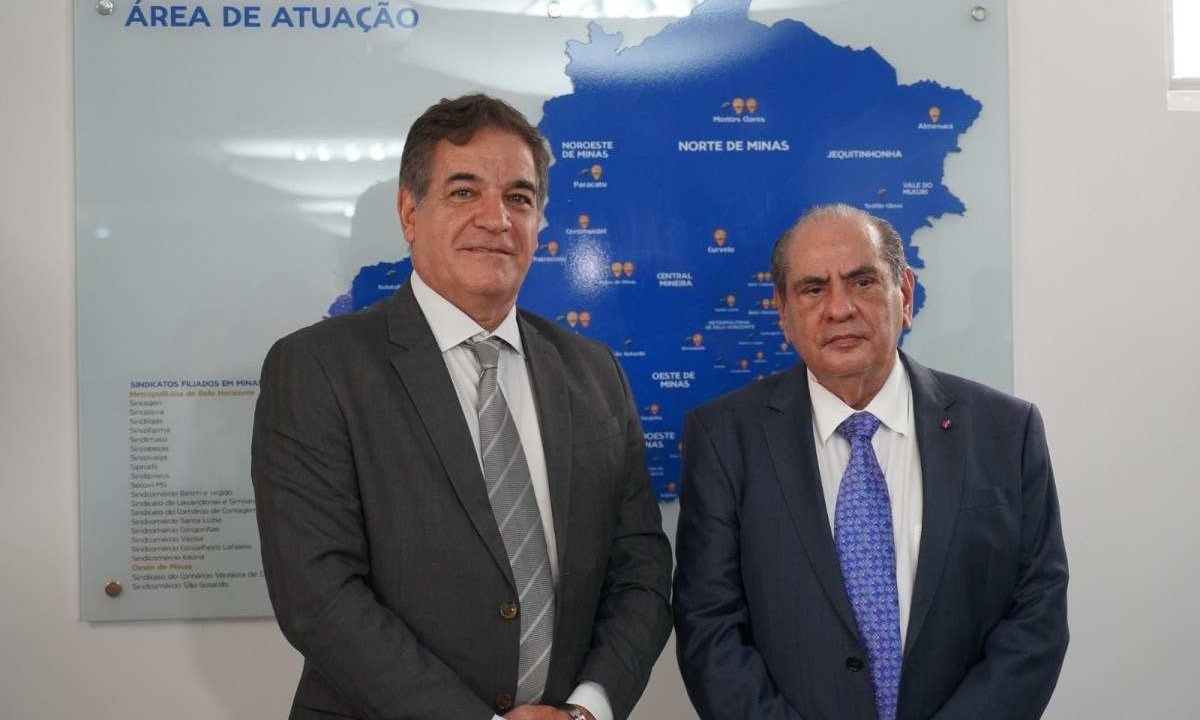Presidente da Fecomércio MG, Nadim Donato, e presidente da CNC, Roberto Tadros demonstram preocupação com impacto negativo de isenção de imposto em itens de até 50 dólares -  (crédito: Divulgação)
