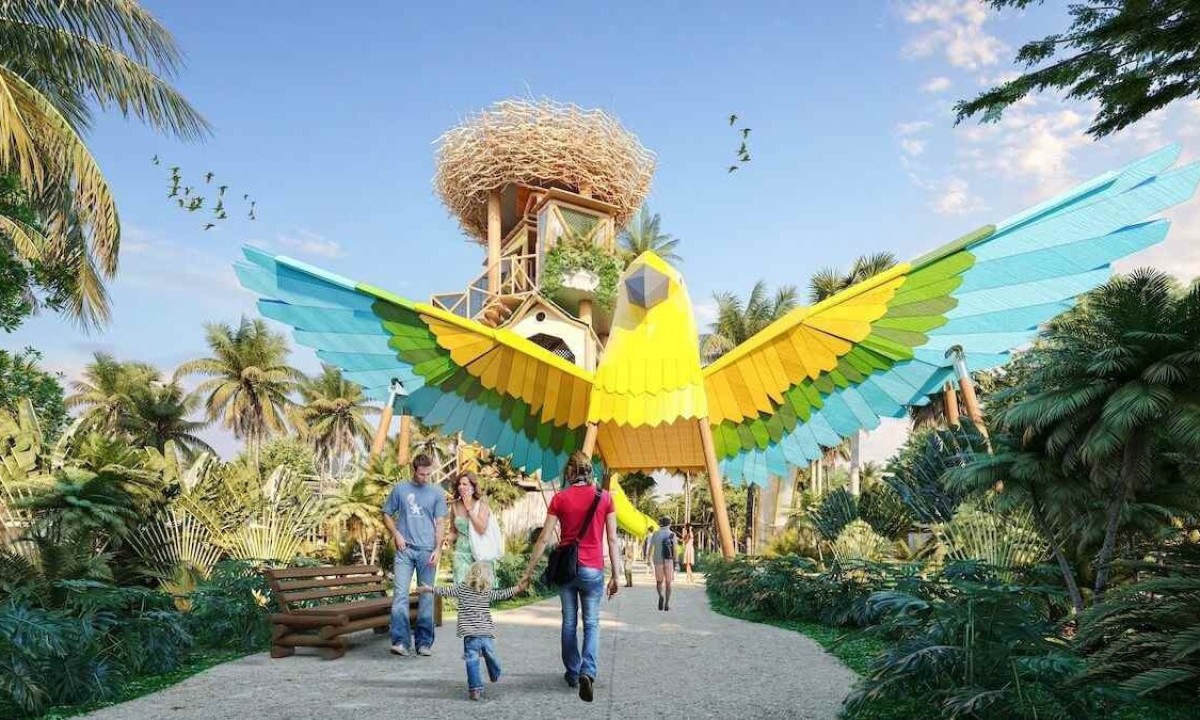 O projeto inovador do Arvorar terá como ave-símbolo a jandaia-verdadeira, nativa do bioma caatinga e que também está ameaçada de extinção -  (crédito: Beach Park/Divulgação)