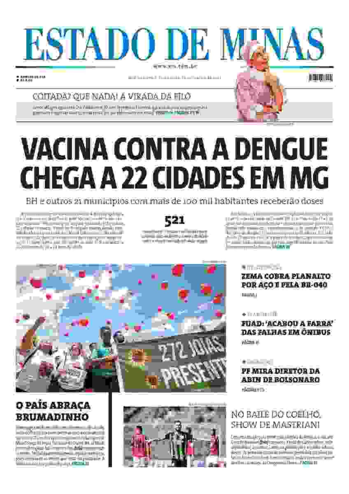Confira a capa do Estado de Minas do dia 26/1/2024