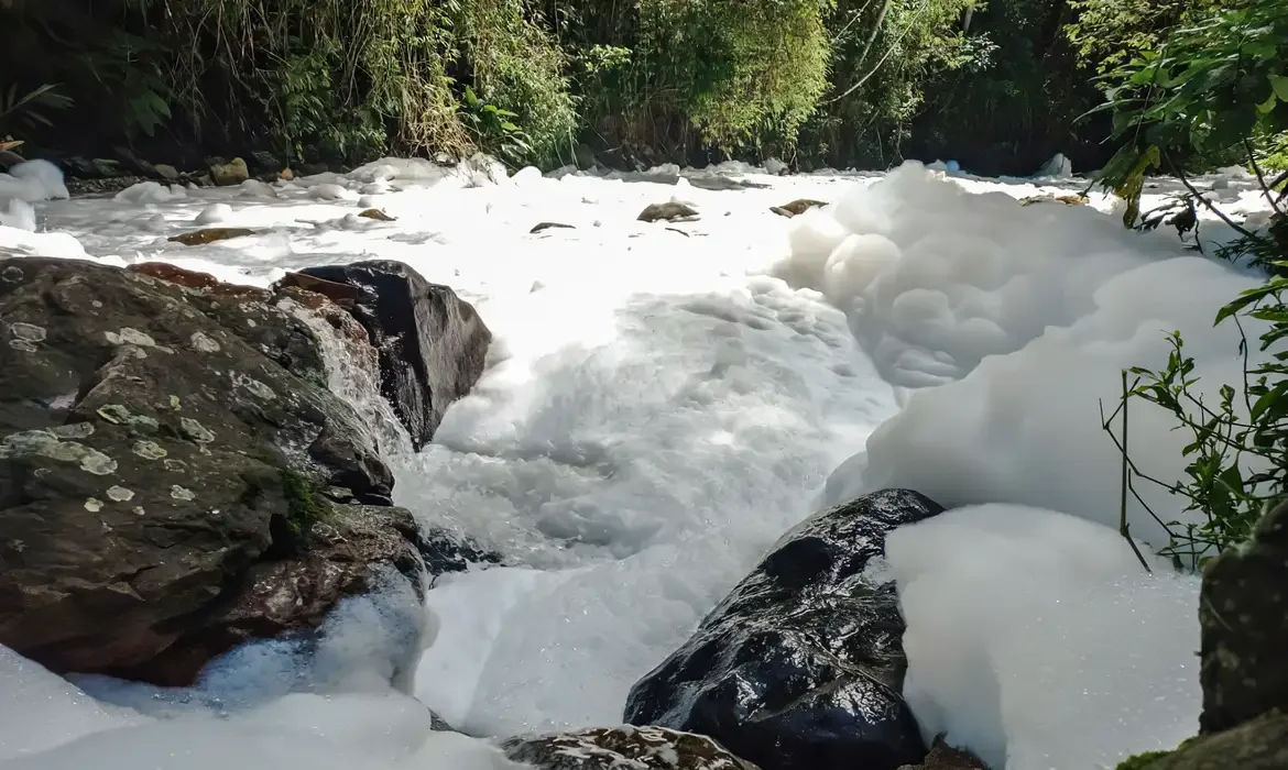 Derramamento de ácido sulfônico na estrada SC301, em Joinville -  (crédito: Polícia Militar Ambiental de SC/Divulgação)