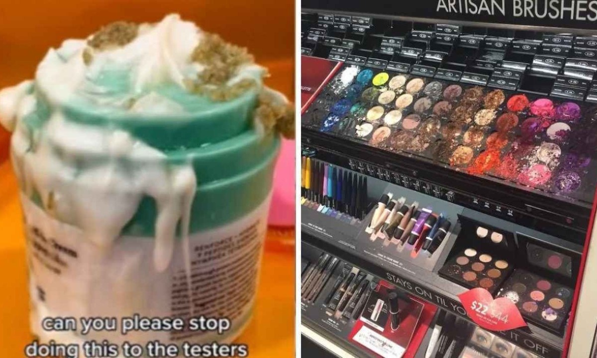 Produtos de cuidado com a pele e maquiagem estão sendo destruídos por crianças -  (crédito: TikTok / Extraordinary Life Makeup Artistry/Facebook)