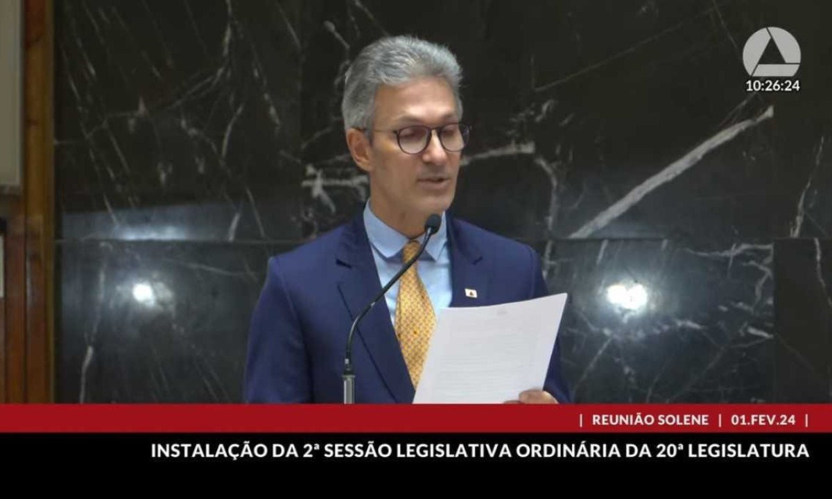 Governador discursou em sessão que marca o início dos trabalhos da Assembleia Legislativa de Minas Gerais  -  (crédito: Reprodução)
