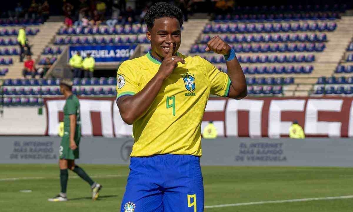 Atacante Endrick é o destaque da Seleção Brasileira no torneio Pré-Olímpico Sul-Americano

 -  (crédito: Joilson Marconne/CBF)
