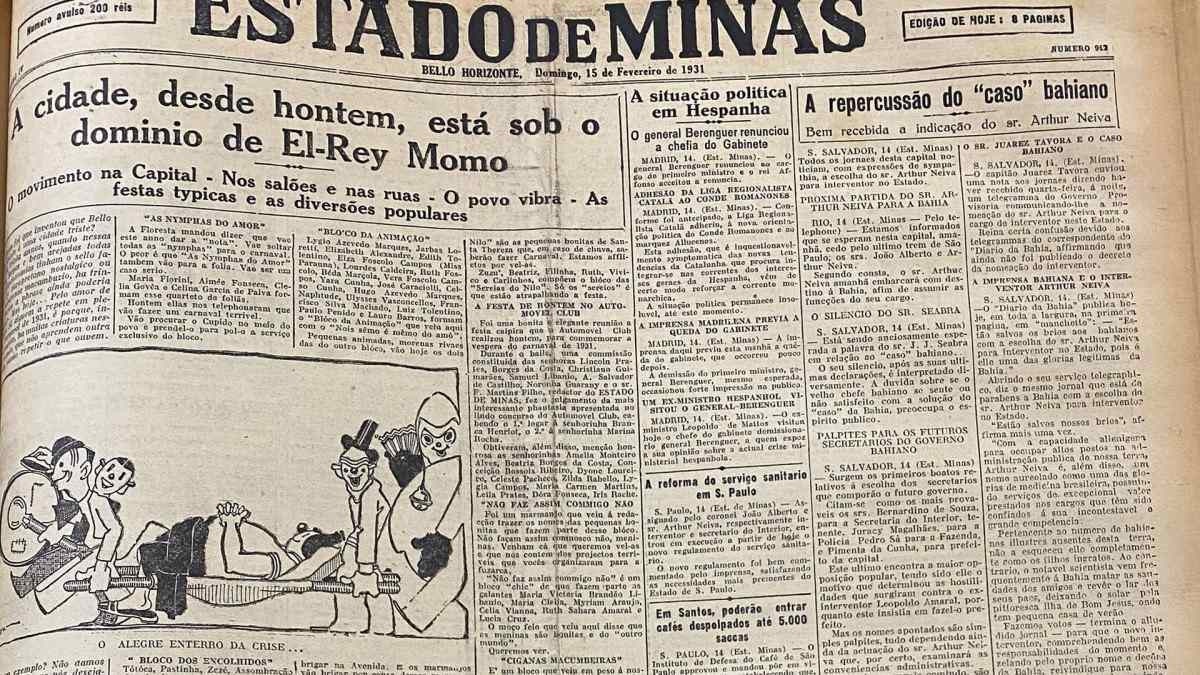 Edições do Estado de Minas documentam o carnaval em BH desde os anos 1920