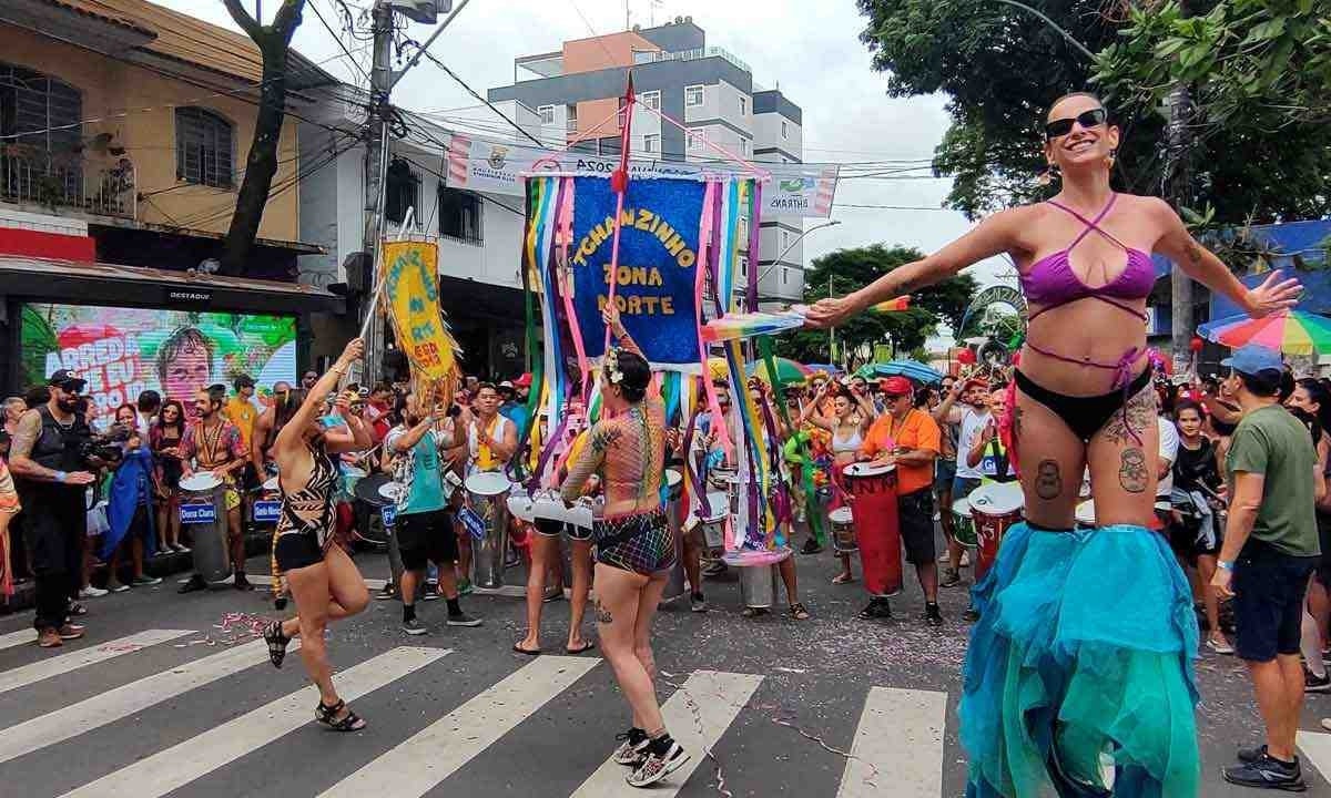 Bloco Tchanzinho Zona Norte desfila no carnaval de Belo Horizonte
 -  (crédito: Jair Amaral/EM/D.A.Press)