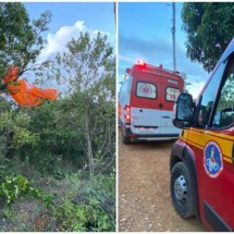 Homem morre ao passar mal e cair durante voo de parapente em Minas - Corpo de Bombeiros/Divulgação