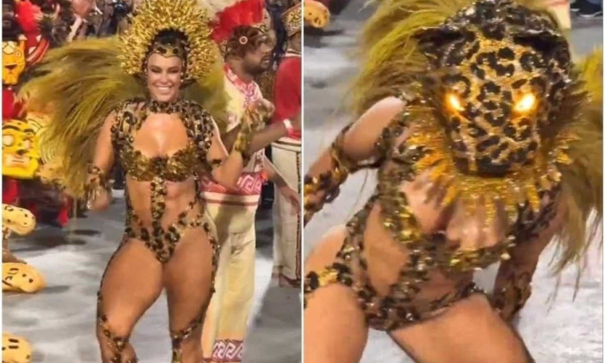 Paolla Oliveira, rainha de bateria da escola Grande Rio, desfilou no domingo -  (crédito:  Reprodução/Redes sociais)