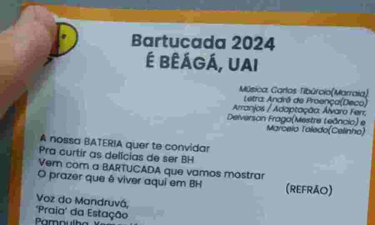 Letra da música em homenagem à BH -  (crédito: João Victor Pena/EM.D.A/Press)