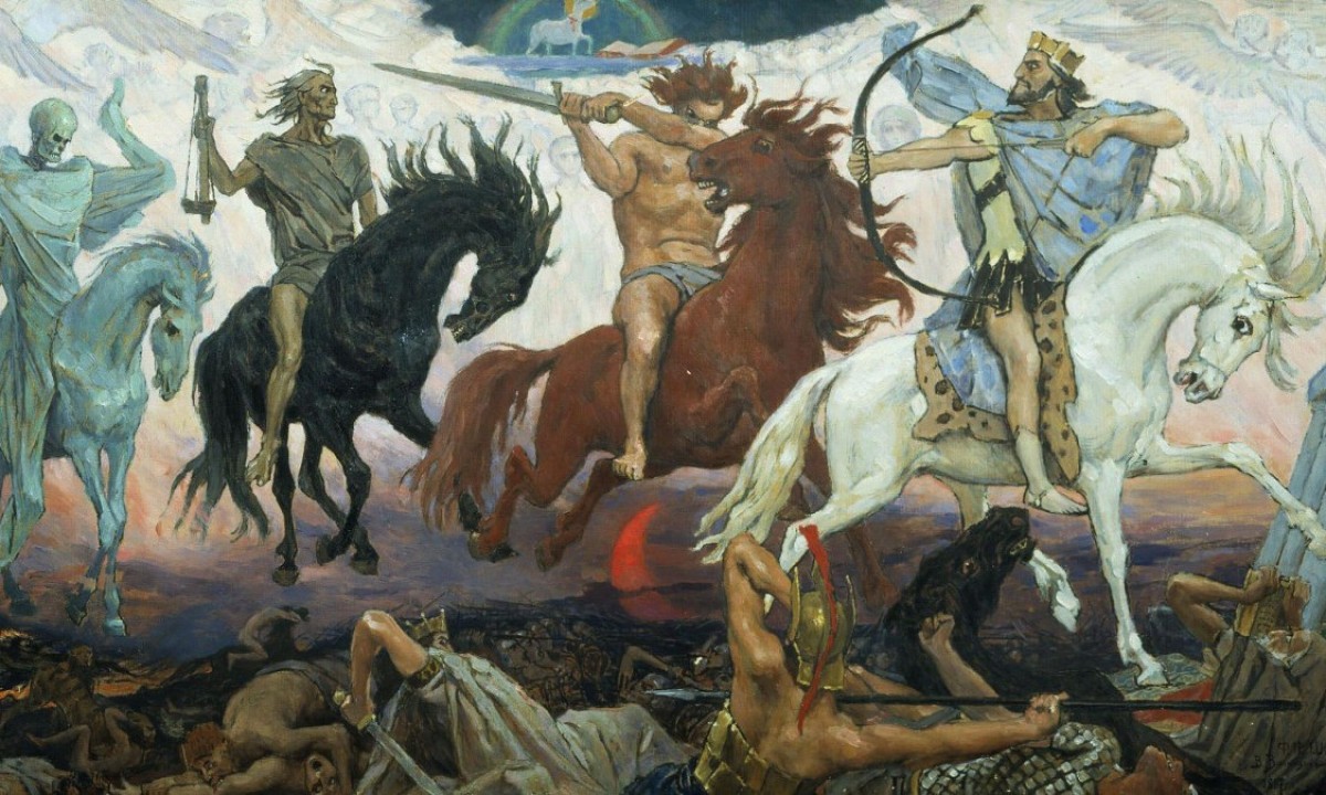 Os quatro cavaleiros do apocalipse, em pintura de Viktor Vasnetsov, de 1887 -  (crédito: Domínio público)