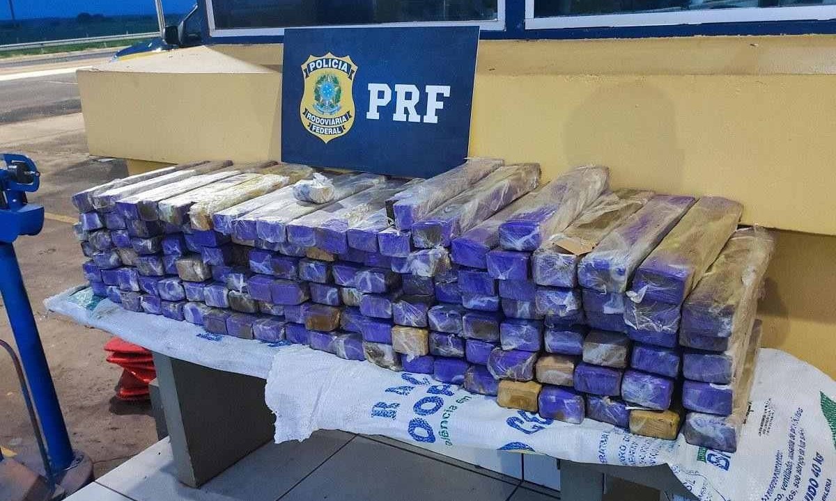 Cheiro forte da droga fez com que a PRF detectasse o transporte -  (crédito: Divulgação/PRF)